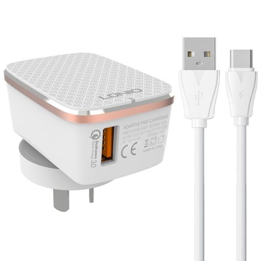LDNIO A1204Q QC3.0 18W USB Fast Charger with 1m USB-C Cable - 1