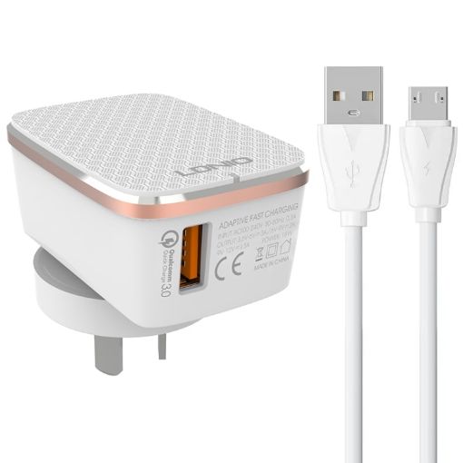 LDNIO A1204Q QC3.0 18W USB Fast Charger with 1m USB to Micro USB Cable - 1