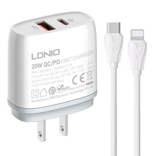 LDNIO Q229 Fast Charger with Type-C to 8 Pin Cable - 1