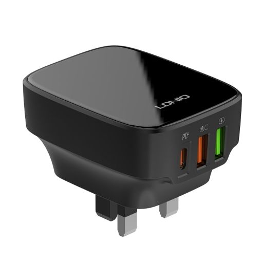 LDNIO Q334 32W Type-C Charger + USB Port, UK Plug, Black - 1