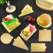100pcs 90x50mm Rectangle Golden Paper Plates Dessert Board Base - 2