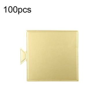 100pcs 70mm Square Golden Paper Plates Dessert Board Base Mousse Mat Cake Cardboard Tray - 1