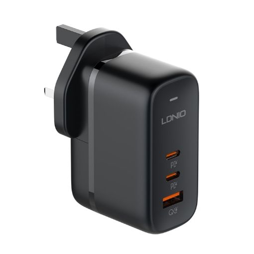 LDNIO Q366 65W USB + Dual Type-C Charger + 1m Cable - UK Plug - 1