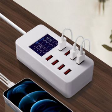 A8B 50W 8 Ports USB Smart Charging Station with Digital Display - UK Plug - 1
