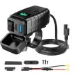 PD3.0 Motorcycle USB Charger with Voltage Meter & Switch - Green Screen - 1