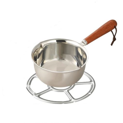 200ml Stainless Steel Mini Hot Milk Oil Pot with Rack - Frying Pan - 1