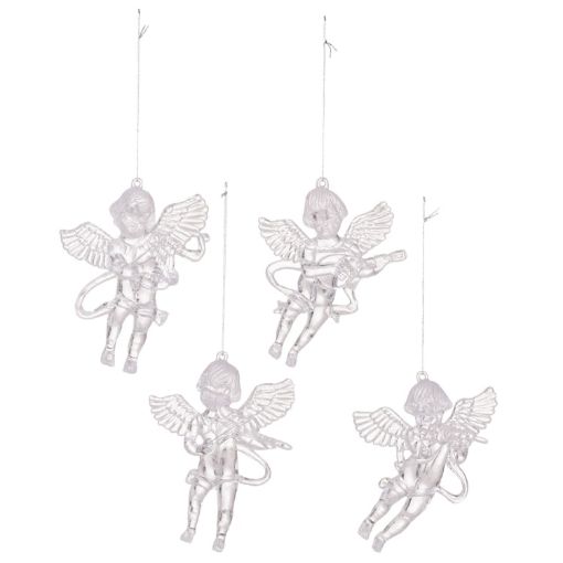 Acrylic Angel Christmas Tree Ornaments 4pcs/Pack - Transparent - 1