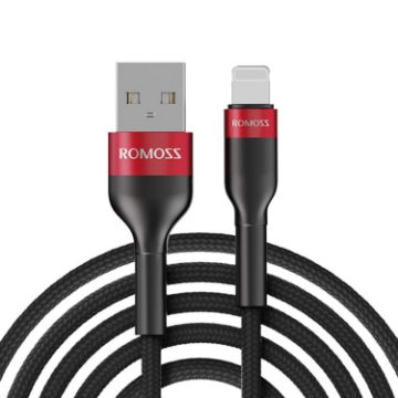 ROMOSS CB12B 2.4A Fast Charging Cable for iPhone/iPad - 1m (Red Black) - 1