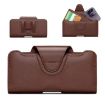 NUOKU Dual Phone Belt Clip Carrying Pouch Leather Case - Dark Brown - 1