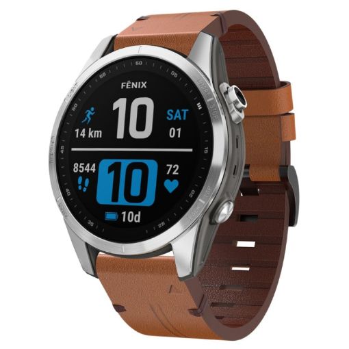 Garmin Fenix 7S 20mm Leather Steel Buckle Watch Band - Brown - 1
