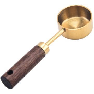 15ml Wooden Handle Stainless Steel Measuring Spoon - Gold - 1