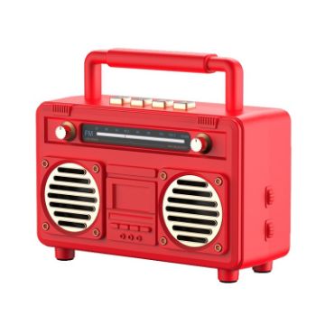 BT21 Retro USB Flash Drive FM Radio Wireless Bluetooth Speaker Red - 1