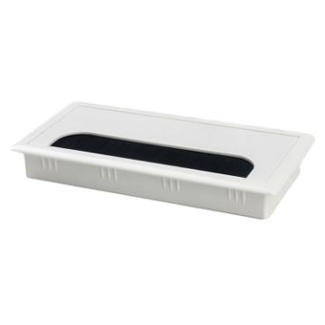 ABS Table Rectangle Wire Hole Cover Outlet Port With Brush PC Desk Cable Organizer - 1
