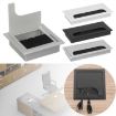 ABS Table Rectangle Wire Hole Cover Outlet Port With Brush PC Desk Cable Organizer - 3