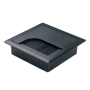 ABS Table Rectangle Wire Hole Cover Outlet Port With Brush PC Desk Cable Organizer - 1