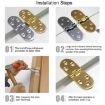 Gold Cabinet Door Folding Hinge - Thickened Zinc Alloy - Half Round Table Flip - 8