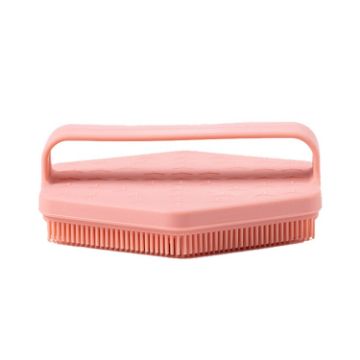 Silicone Hair Wash Massage Brush Exfoliating Bath Brush - Pink - 1