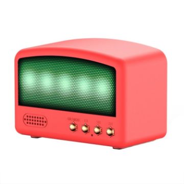 Red Mini Card USB Flash Drive FM Radio Retro Wireless Bluetooth Speaker - 1