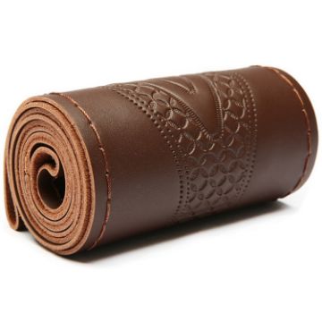 38cm Cowhide Steering Wheel Cover - Coffee - 1