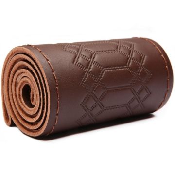 38cm Cowhide Steering Wheel Cover - Coffee - 1