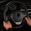 38cm Cowhide Steering Wheel Cover - Coffee - 8