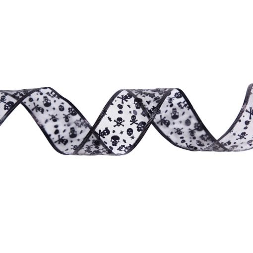 Halloween Decoration DIY Bow Ribbon - Black Skeleton - 2m - 1