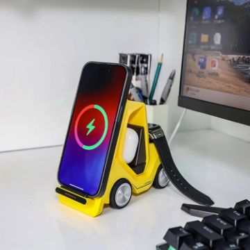 T20S 3-In-1 15W Small Forklift Wireless Charger - Yellow - 1