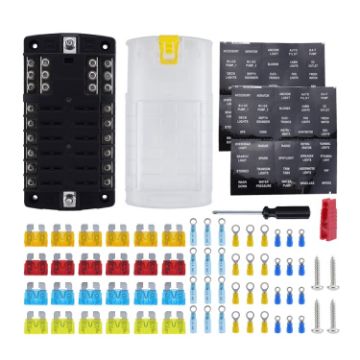 RV Yacht 12-way LED Fuse Holder Box with Wire - Configuration 4 - 1