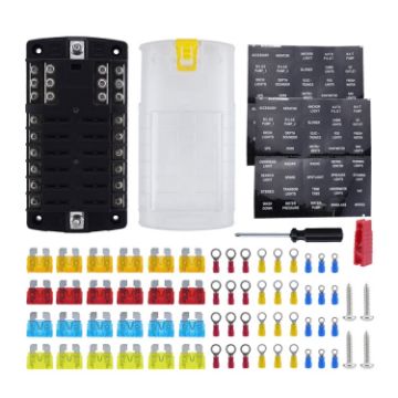 RV Yacht 12-way LED Fuse Holder Box with Wire - Configuration 3 - 1