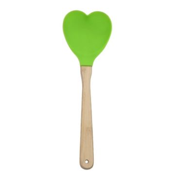 High Temp Nonstick Heart Silicone Spatula Spoon - Green - 1