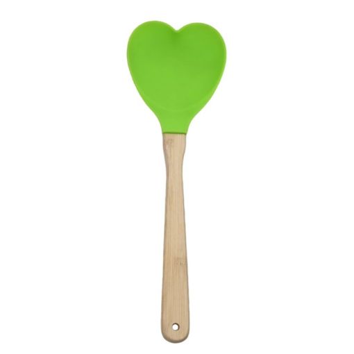 High Temp Nonstick Heart Silicone Spatula Spoon - Green - 1