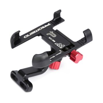 PROMEND Aluminum Cell Phone Holder for Motorcycle, Adjustable Angle, Black - 1