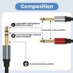 Gold Plated 6.35mm Male Dual Sound TRS Stereo to 2 x 6.35mm Male TS Mono Y Splitter Adapter Audio Cable - 4