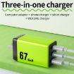 WK WP-U157 67W USB-C/Type-Cx2 Fast Charger EU Plug Yellow - 7