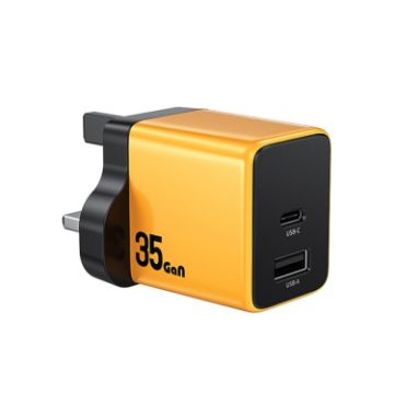 WK WP-U36 35W USB-C Fast Charger - UK Plug (Yellow) - 1