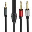 Gold Plated 3.5mm TRS to Dual 6.35mm TS Y Splitter Audio Cable - 2