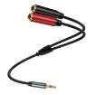 Gold Plated 3.5mm TRS Male to 2 x 6.35mm Female Y Splitter Adapter Cable - 1