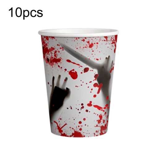 10pcs Halloween Blood Handprint Tableware - Paper Cups - 1