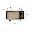 Retro Small TV Desktop Cell Phone Holder Bluetooth Speaker Silver Gray - 6