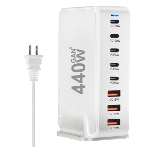 440W GaN USB Power Adapter Travel Charger with 3 x USB, 5 x PD Port - 1