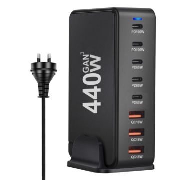 440W GaN USB Power Adapter Travel Charger with 3 x USB, 5 x PD Port - 1