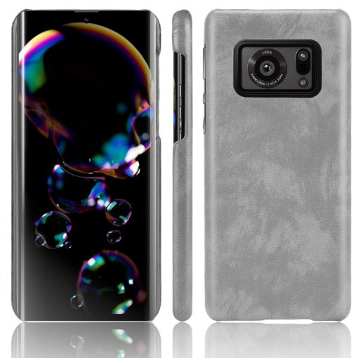 Shockproof Grey Case for Sharp Aquos R6 SH-51B - Litchi Texture PC + PU - 1