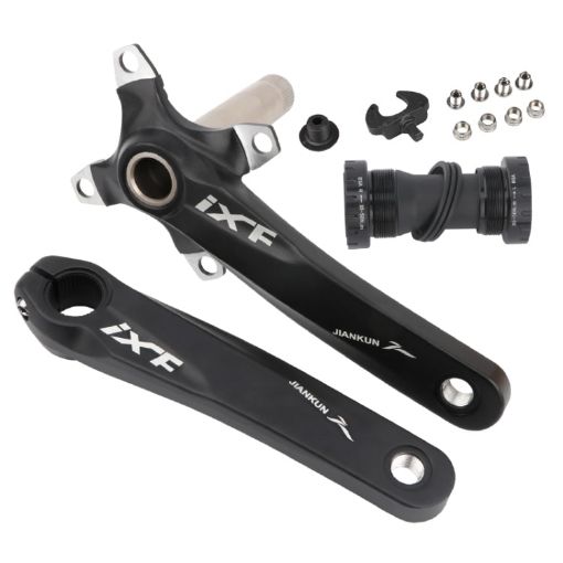 JIANKUN IXF Mountain Bike Hollow Crank Modified + Bottom Bracket Black - 1