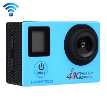 HAMTOD H12 UHD 4K WiFi Sport Camera with Waterproof Case, Blue - 1