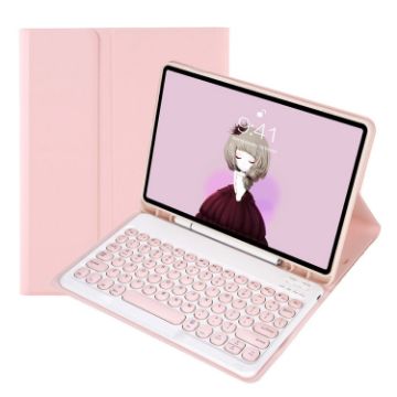 Pink Leather Case for Samsung Galaxy Tab A8 10.5 - Bluetooth Keyboard - 1