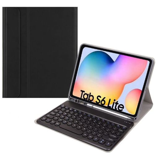 Samsung Galaxy Tab S6 Lite Bluetooth Keyboard Leather Case - Black - 1
