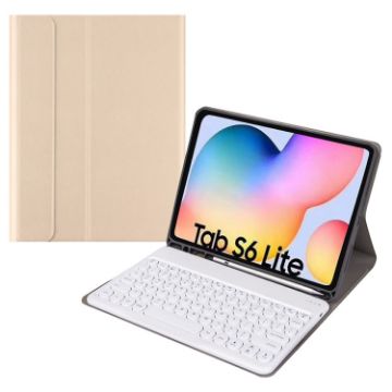 Samsung Galaxy Tab S6 Lite Bluetooth Keyboard Leather Case - Gold+White - 1