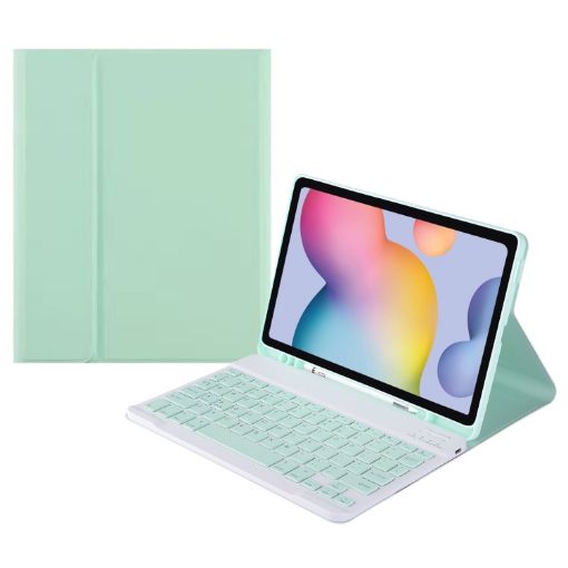 Green Bluetooth Keyboard Leather Case for Samsung Galaxy Tab S6 Lite - 1