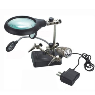 5 LED Auxiliary Clip Magnifier with Soldering Stand & Two Magnifier - 1