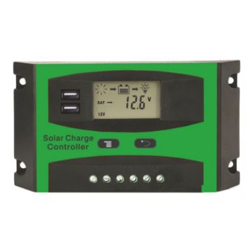 10A 12V/24V Solar Charge Controller Dual USB Port LCD Display - 1